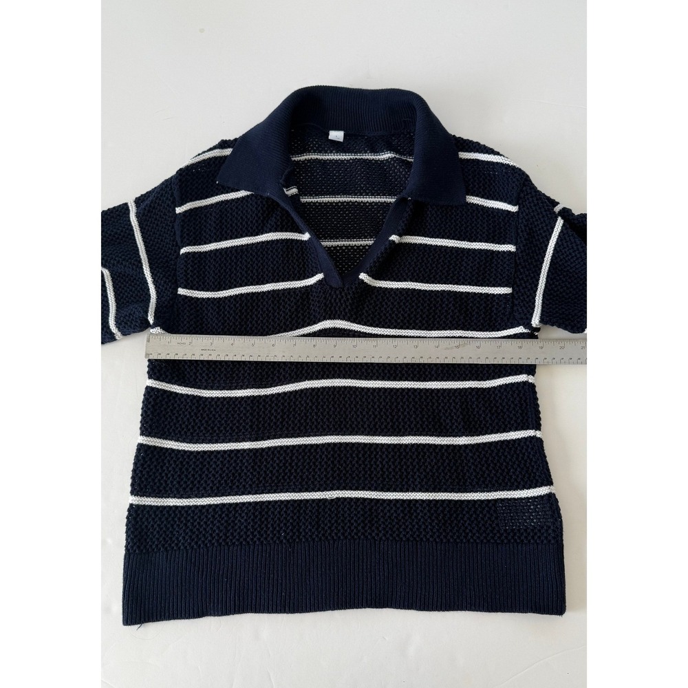 Old Navy Womens Crochet Knit Polo Sweater Lot 2 Short Sleeve Large - Picture 12 of 13